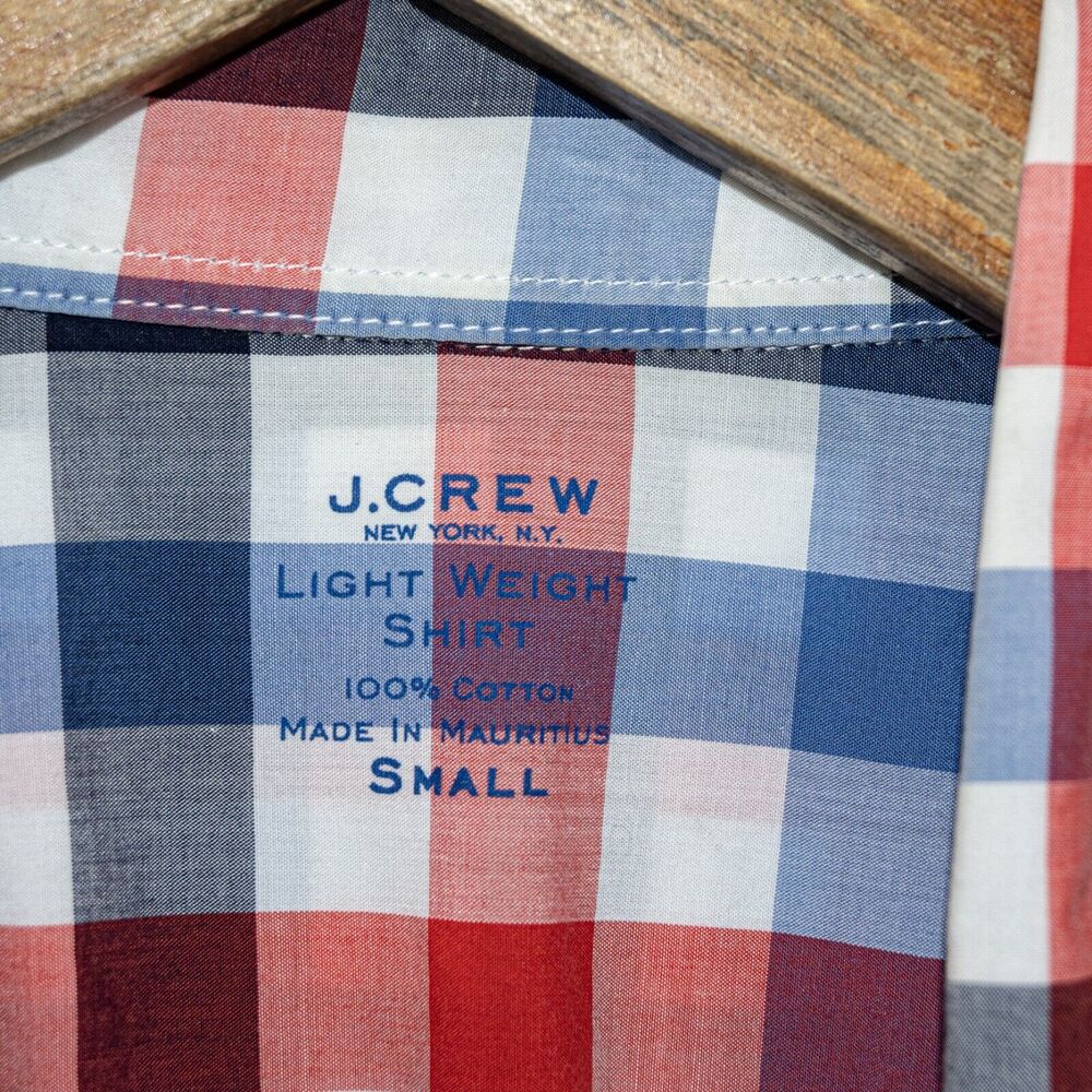 J.Crew Men's Button Down Shirt Blue Red gingham Check Size Small - Picture 4 of 6